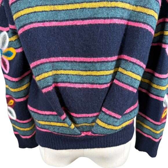 Moth Floral Embroidered Cardigan Wool Cashmere Blend Pleated Back XS - Picture 7 of 13